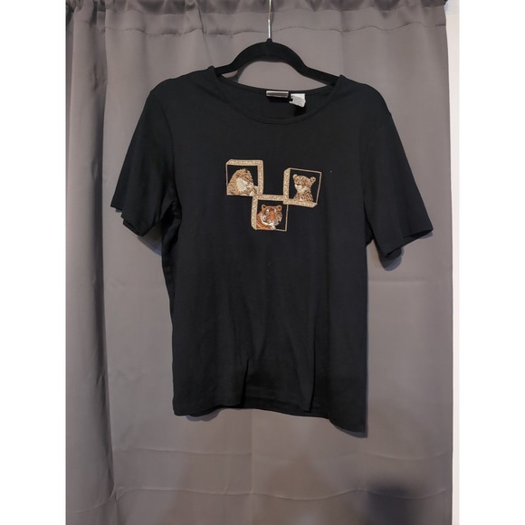 Jason Maxwell Women's Large Animal Top, Vintage Y2K T Shirt, Embroidered Animals - Picture 1 of 7